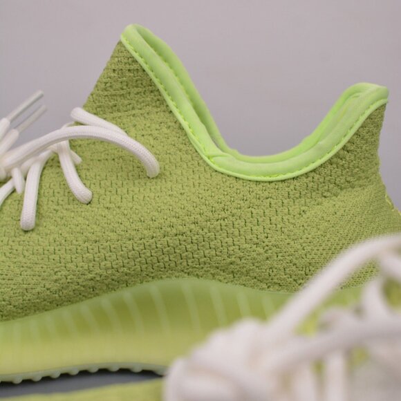 Yeezy 350 V2 White Fluorescent Green Sneakers - Picture 8 of 9
